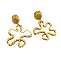 1 Pair Basic Classic Style Flower Plating Hollow Out Copper Earrings main image 5