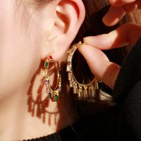 1 Pair Luxurious Lady Geometric Inlay Copper Zircon Drop Earrings main image 4