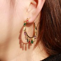 1 Pair Luxurious Lady Geometric Inlay Copper Zircon Drop Earrings main image 1