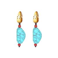 Retro Marble Turquoise Copper Plating Women's Drop Earrings sku image 1
