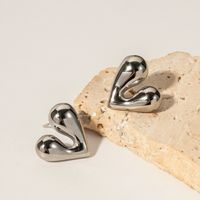 1 Pair Formal Heart Shape Patchwork Stainless Steel Ear Studs main image 1