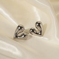 1 Pair Formal Heart Shape Patchwork Stainless Steel Ear Studs main image 5