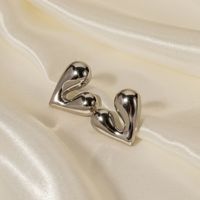 1 Pair Formal Heart Shape Patchwork Stainless Steel Ear Studs main image 6