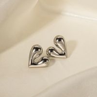1 Pair Formal Heart Shape Patchwork Stainless Steel Ear Studs main image 3