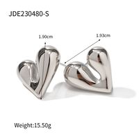 1 Pair Formal Heart Shape Patchwork Stainless Steel Ear Studs sku image 1