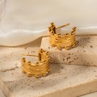 1 Pair Commute C Shape Plating Stainless Steel 18k Gold Plated Earrings main image 5