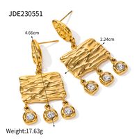 1 Pair Ig Style Square Plating Inlay Stainless Steel Zircon 18k Gold Plated Drop Earrings sku image 1