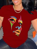 Women's T-shirt Short Sleeve T-shirts Printing Streetwear Human Face main image 3