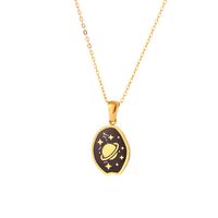 Vintage Style Star Flower Butterfly Stainless Steel Enamel Plating 18k Gold Plated Pendant Necklace sku image 1