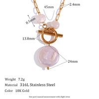 Vintage Style French Style Irregular Stainless Steel Freshwater Pearl Toggle Plating 18k Gold Plated Pendant Necklace sku image 1