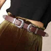 Casual Retro Solid Color Pu Leather Alloy Women's Leather Belts main image 5