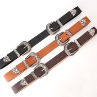 Casual Retro Solid Color Pu Leather Alloy Women's Leather Belts main image 1
