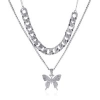 Classic Style Butterfly Stainless Steel Plating Inlay Artificial Gemstones Layered Necklaces main image 5