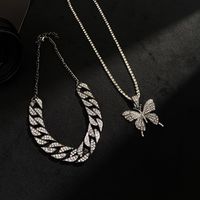 Classic Style Butterfly Stainless Steel Plating Inlay Artificial Gemstones Layered Necklaces main image 3