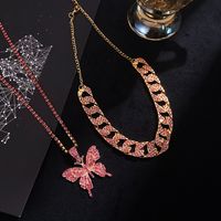 Classic Style Butterfly Stainless Steel Plating Inlay Artificial Gemstones Layered Necklaces main image 6