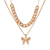 Classic Style Butterfly Stainless Steel Plating Inlay Artificial Gemstones Layered Necklaces sku image 1