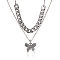 Klassischer Stil Schmetterling Rostfreier Stahl Überzug Inlay Künstliche Edelsteine Geschichtete Halskette sku image 4