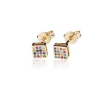 Europe Et En Amérique Croix Frontière E-commerce 2021 Cuivre Galvanoplastie Petit Carré Blanc Couleur De Zirconium Zirconium Stud Boucles D'oreilles De Mode Stud Ornement Pour Les Femmes En Gros sku image 2