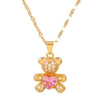 Simple Style Commute Bear Copper Plating Inlay Crystal Rhinestones Zircon 18k Gold Plated Gold Plated Silver Plated Pendant Necklace sku image 16