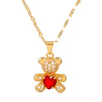 Simple Style Commute Bear Copper Plating Inlay Crystal Rhinestones Zircon 18k Gold Plated Gold Plated Silver Plated Pendant Necklace sku image 17