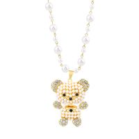 Simple Style Commute Bear Copper Plating Inlay Crystal Rhinestones Zircon 18k Gold Plated Gold Plated Silver Plated Pendant Necklace sku image 27
