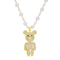 Simple Style Commute Bear Copper Plating Inlay Crystal Rhinestones Zircon 18k Gold Plated Gold Plated Silver Plated Pendant Necklace sku image 29