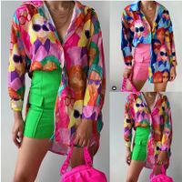 Women's Blouse Long Sleeve Blouses Casual Romantic Tropical Color Block main image 4