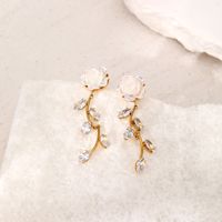 1 Pair Sweet Flower Inlay Stainless Steel Zircon Ear Studs main image 3