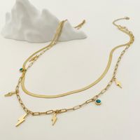 304 Stainless Steel Gold Plated Casual Sweet Layered Lightning Natural Stone Shell Layered Necklaces main image 3