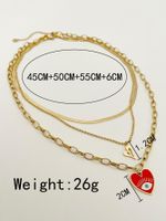 304 Stainless Steel Gold Plated Casual Hip-Hop Polishing Enamel Plating Heart Shape Eye Pendant Necklace main image 2