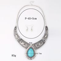 Retro Ethnic Style Water Droplets Rhombus Turquoise Alloy Wholesale Earrings Necklace main image 4