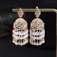 1 Paar Luxuriös Perlen Quaste Inlay Kupfer Zirkon Kronleuchter Ohrringe Tropfenohrringe main image 4