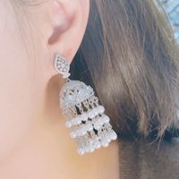 1 Paar Luxuriös Perlen Quaste Inlay Kupfer Zirkon Kronleuchter Ohrringe Tropfenohrringe main image 5
