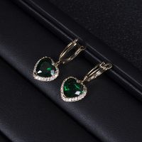1 Pair Sweet Heart Shape Inlay Copper Zircon Drop Earrings sku image 2