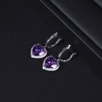 1 Pair Sweet Heart Shape Inlay Copper Zircon Drop Earrings sku image 3