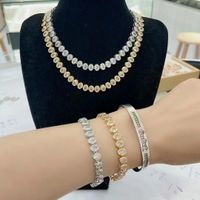Glam Oval Zircon Metal Wholesale Bracelets Necklace main image 3