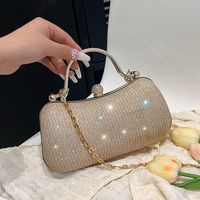 Pink Gold Silver Polyester Solid Color Sewing Thread Pillow Shape Evening Bags sku image 2