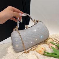 Pink Gold Silver Polyester Solid Color Sewing Thread Pillow Shape Evening Bags sku image 3