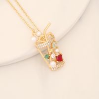 Wholesale Romantic Sweet Commute Heart Shape Flower Copper Plating Inlay 18K Gold Plated Zircon Pendant Necklace sku image 8