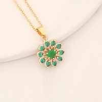 Wholesale Romantic Sweet Commute Heart Shape Flower Copper Plating Inlay 18K Gold Plated Zircon Pendant Necklace sku image 1