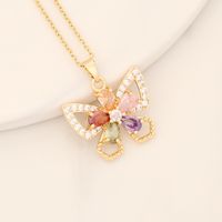 Wholesale Romantic Sweet Commute Heart Shape Flower Copper Plating Inlay 18K Gold Plated Zircon Pendant Necklace sku image 7