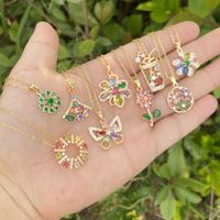 Wholesale Romantic Sweet Commute Heart Shape Flower Copper Plating Inlay 18K Gold Plated Zircon Pendant Necklace main image 1