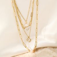 Stainless Steel Fashion Patchwork Heart Shape Layered Necklaces main image 6