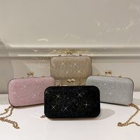Pink Gold Silver Polyester Solid Color Sequins Square Evening Bags main image 1