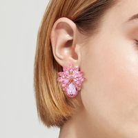 1 Pair Elegant Luxurious Flower Inlay Alloy Glass Stone Ear Studs main image 5