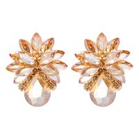 1 Pair Elegant Luxurious Flower Inlay Alloy Glass Stone Ear Studs sku image 3