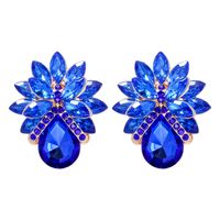 1 Pair Elegant Luxurious Flower Inlay Alloy Glass Stone Ear Studs sku image 2