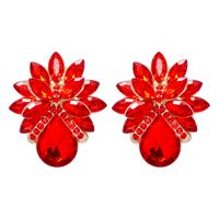 1 Pair Elegant Luxurious Flower Inlay Alloy Glass Stone Ear Studs sku image 5