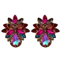 1 Pair Elegant Luxurious Flower Inlay Alloy Glass Stone Ear Studs sku image 7