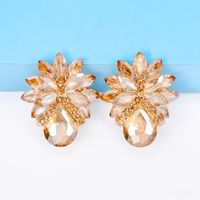 1 Pair Elegant Luxurious Flower Inlay Alloy Glass Stone Ear Studs main image 3